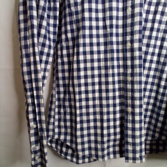 J Crew Shirt Men M Slim Button Down Long Sleeve Check Pattern Blue White - Picture 5 of 15